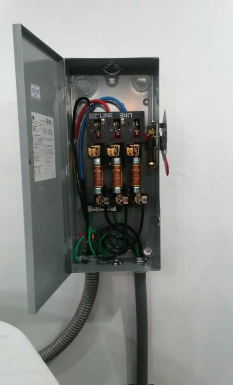 Three-phase disconnect switch installed for Electrical Wiring & Rewiring in Spirit Lake